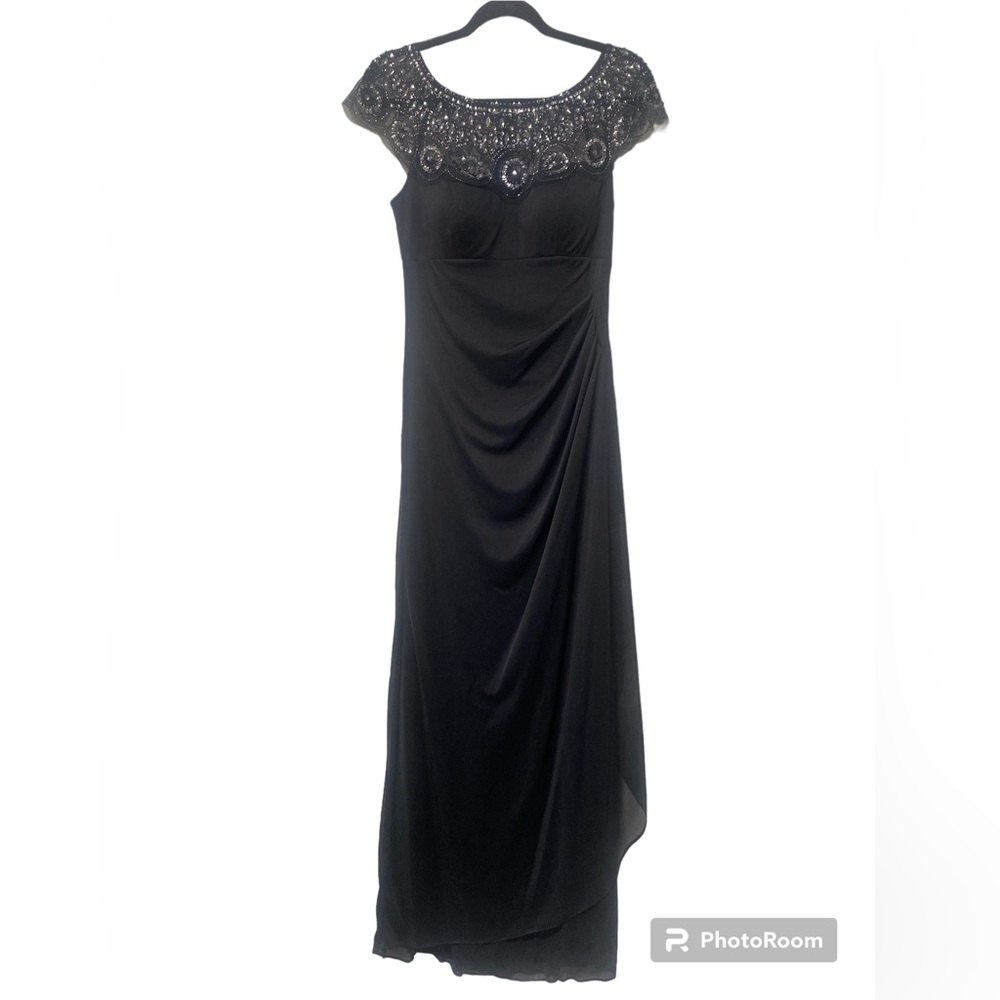X scape Charcoal Beaded Dress Size 6